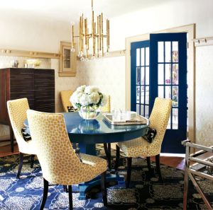 Dining room photo gallery - myLusciousLife.com - dining room with yellow-dining-chairs.jpg